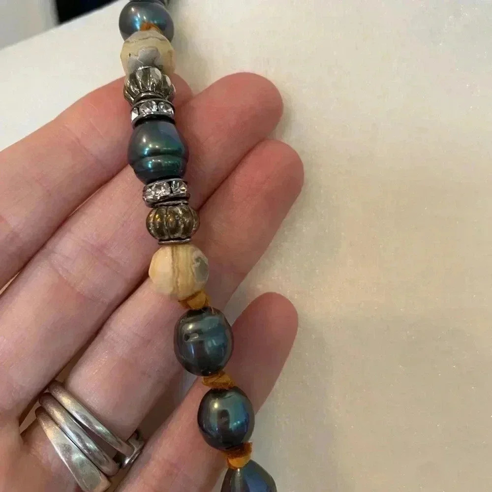 High End Statement Long Necklace Southwestern Lea… - image 5